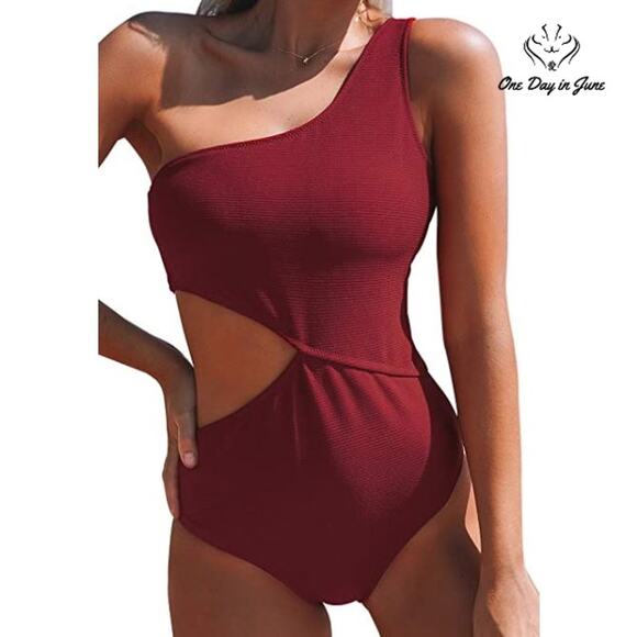 Cupshe One Shoulder Cut Out One Piece Swimsuit Size M - Picture 1 of 4
